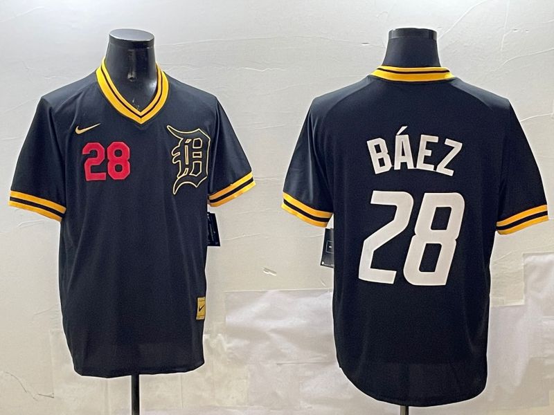 Men Detroit Tigers #28 Baez Black Gold Game 2025 Nike MLB Jersey style 4->detroit tigers->MLB Jersey